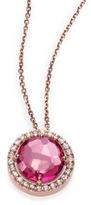 Thumbnail for your product : Suzanne Kalan Pink Topaz, White Sapphire & 14K Rose Gold Round Pendant Necklace