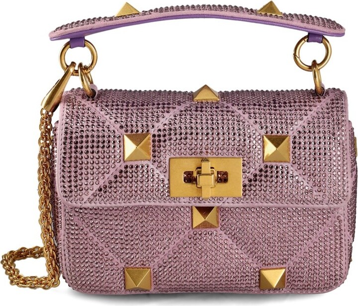 Valentino Garavani micro One Stud crystal embellished bag, Purple