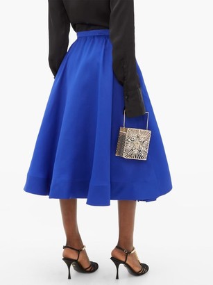 Rochas Pleated Silk-gazar Skirt - Blue