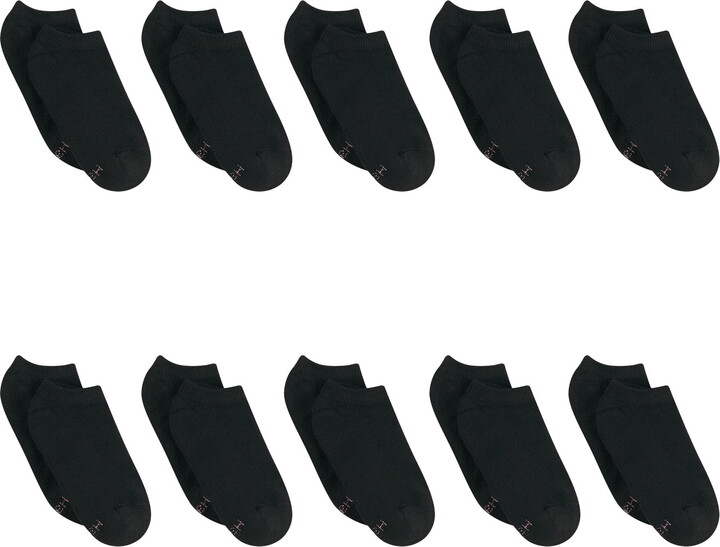Hanes Women’s Athletic No Show Socks, Full Sole Cushion, 10-Pairs Black 5-9