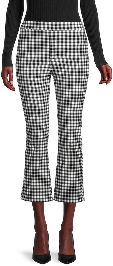 Details about   Khanomak Women's Vintage Pencil Hight Waist Checkered Side Striped Belted Pants