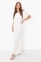Thumbnail for your product : boohoo Off The Shoulder Pom Pom Maxi Dress
