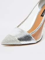 Thumbnail for your product : River Island Perspex Side Metallic Court Shoe - Silver