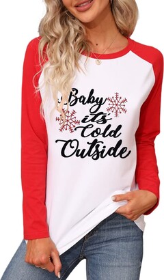 Cicy Bell Merry Christmas T Shirt Womens Christmas Long Sleeve Raglan  Baseball Shirts Letter Print Graphic Blouse Tops - ShopStyle