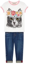 Thumbnail for your product : Gucci Little Girl's & Girl's Heart Detail Cuffed Jeans