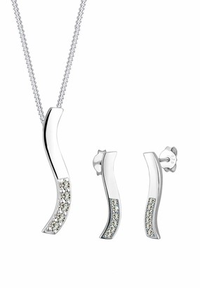 Elli Women's 925 Sterling Silver Xilion Cut Crystal Earrings With Necklace Length of 45 cm