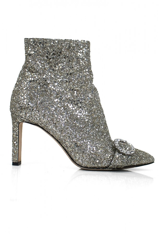 sequin boots silver