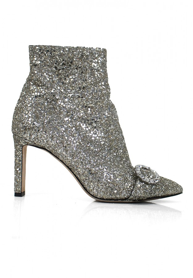 silver sparkle ankle boots