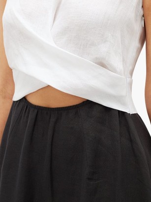 Gül Hürgel Colour-block Linen Midi Dress - Black White