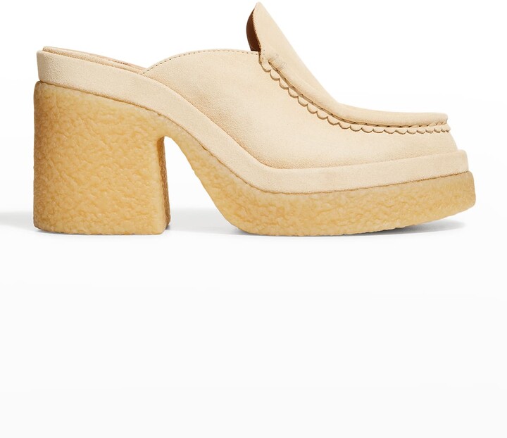 suede platform clogs