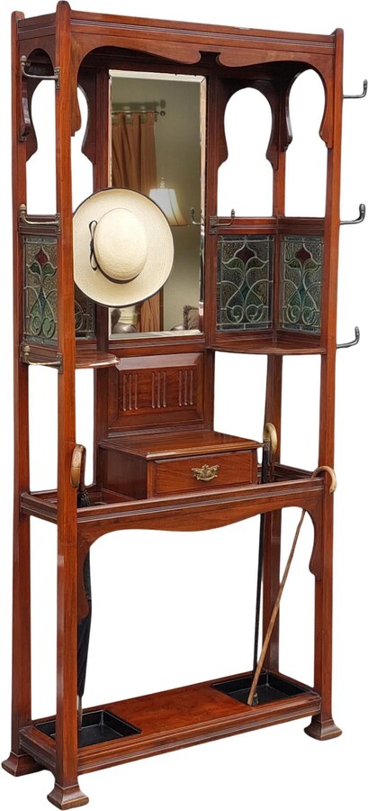 Matthews Company Edwardian Mahogany Hat & Coat Hall Stand
