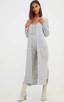 Thumbnail for your product : PrettyLittleThing Grey Pocket Front Maxi Cardigan