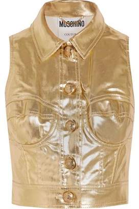 Moschino Metallic Coated Cotton-Blend Vest