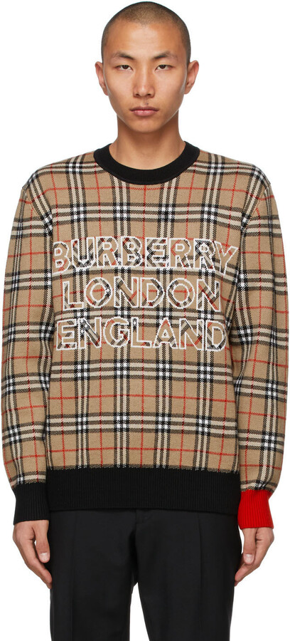Burberry Beige Check Logo - ShopStyle