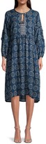Thumbnail for your product : Johnny Was Medallion-Print Ruffle Tea Length Shift Dress