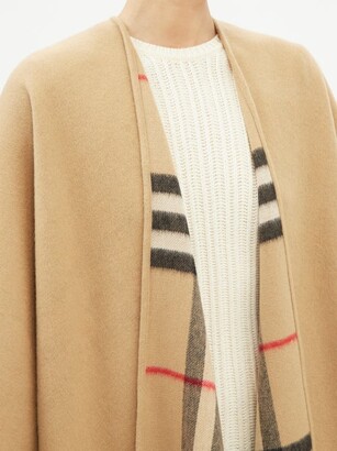 Burberry Giant-check Cashmere And Wool-blend Cape - Beige Multi