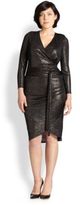 Thumbnail for your product : ABS by Allen Schwartz ABS, Sizes 14-24 Long-Sleeve Metallic Wrap Dress