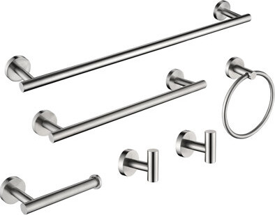 4CASA INTERNATIONAL 6 Piece Stainless Steel Bathroom Towel Rack Set Wall Mount
