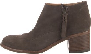 Alberto Fermani Suede Ankle Boots Brown Round-Toes with Braided Accents Exposed Zip Closure at Sides | Alberto Fermani Suede Braided Accents Boots in Brown, Women's IT 41 | 11