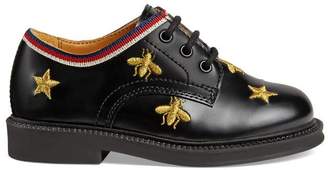 Gucci Toddler bees and stars lace-up shoe