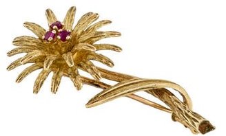 Tiffany & Co. 18K Ruby Flower Brooch