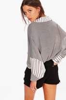 Thumbnail for your product : boohoo Stripe Spliced Oversized Shirt