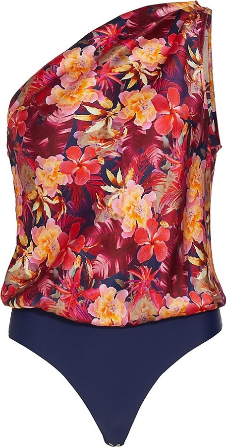 Cami Nyc Darby One-Shoulder Bodysuit XS in Floral