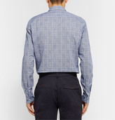 Thumbnail for your product : HUGO BOSS Navy Slim-Fit Prince of Wales Checked Cotton and Linen-Blend Shirt - Men - Blue