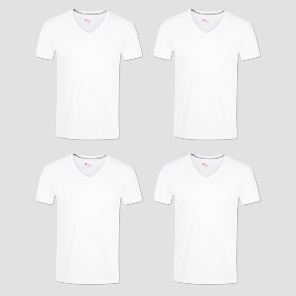 Hanes Premium Hanes Men's 4pk Slim Fit V-Neck T-Shirt - White - ShopStyle