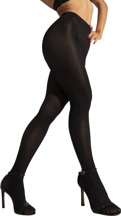Sofsy Opaque Black Tights For Women Made In Italy Pantyhose Skin Color Nylons High Waist