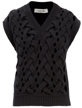 Valentino Braided-effect Wool-blend Sweater - Black