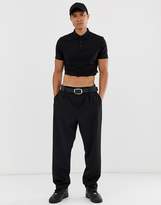 Thumbnail for your product : ASOS Design DESIGN relaxed jersey cropped polo in black
