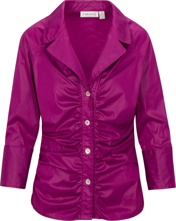 Farinaz Gather Shirt Jacket - Magenta