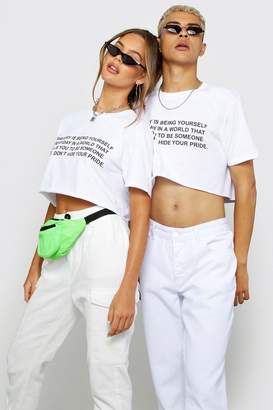 boohoo Pride Loose Fit Cropped T-Shirt With Print