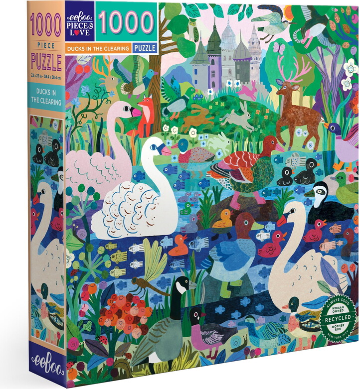 eeBoo Piece & Love: Ducks in the Clearing - 1000 Piece Puzzle - Adult Square Jigsaw, 23x23", Includes Image Reference Insert, High-Quality Pieces