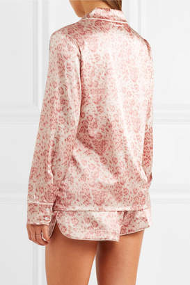 Stella McCartney Poppy Snoozing Leopard-print Stretch-silk Satin Pajama Set - Pastel pink