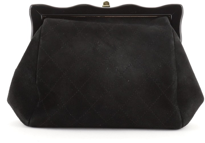 black suede evening clutch