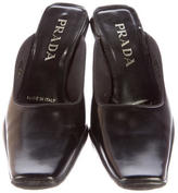 Thumbnail for your product : Prada Square-Toe Leather Mules