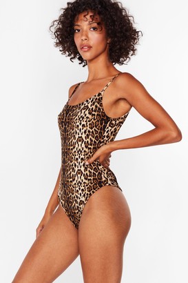 Nasty Gal Womens Leopard Print Spaghetti Strap Bodysuit - Brown - S