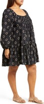 Thumbnail for your product : Treasure & Bond Spiral Print Smocked Neck Long Sleeve Dress