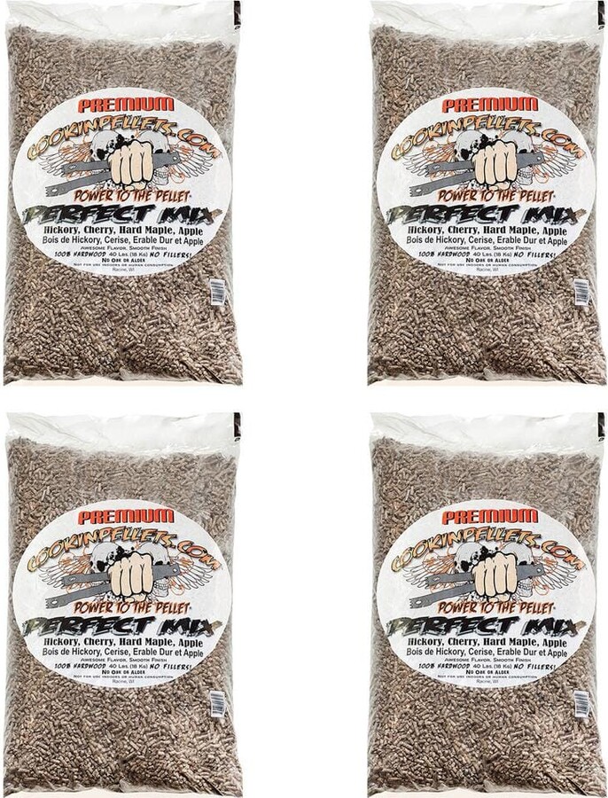 COOKINPELLETS.COM 40 lbs. Bags Perfect Mix Hickory, Cherry, Maple, Wood Pellets (4-Pack)