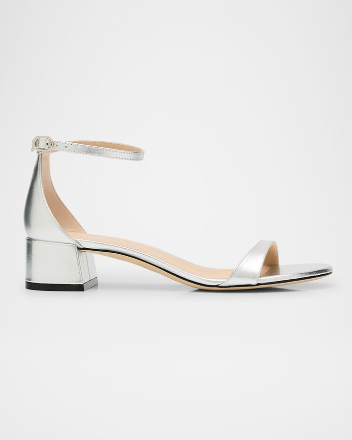 Stuart Weitzman Nudist Metallic Ankle-Strap Sandals