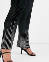 Thumbnail for your product : Fashion Union Plus velvet trouser coord with diamante scattered trim