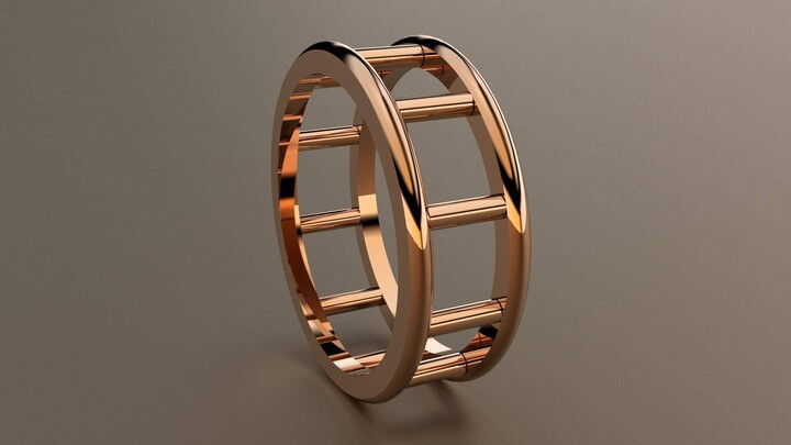 Etsy 14Kt Rose Gold 8mm Mens Wedding Band With Bar Design Pink Open Ring Wide Ring Unique Look