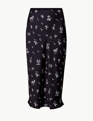 Marks and Spencer Floral Print Slip Midi Skirt
