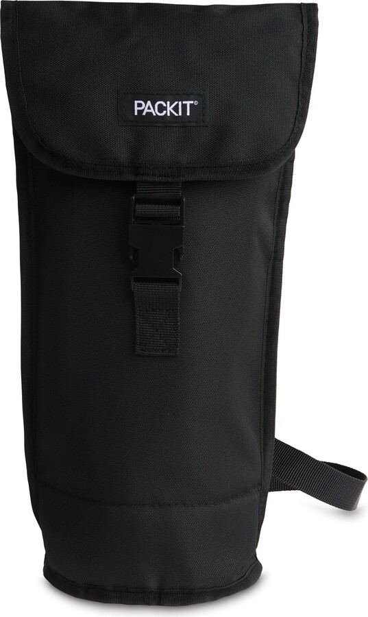Packit Freezable Wine Bag, Black, Built with ECOFREEZE Technology, Foldable, Reusable, Shoulder Strap with Buckle Closure, Perfect for Adults and Drinks On-the-Go
