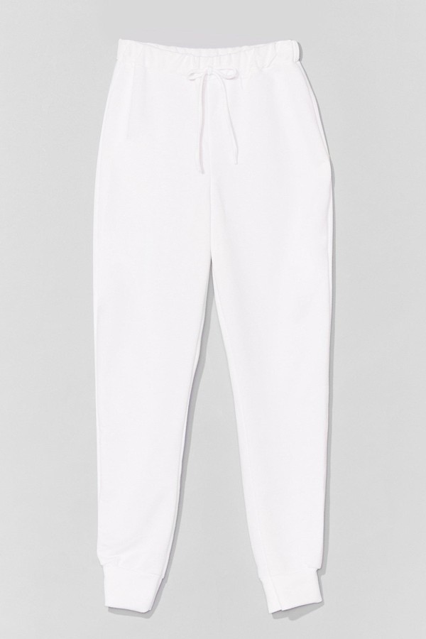 white high waisted joggers