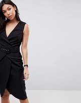 Thumbnail for your product : ASOS Design Wrap Over Midi Pencil Dress with Belt