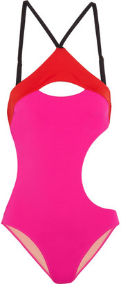 L'Agent by Agent Provocateur Alenya Cutout Color-block Swimsuit - Fuchsia