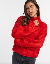 Thumbnail for your product : ASOS DESIGN fluffy boxy high neck jumper